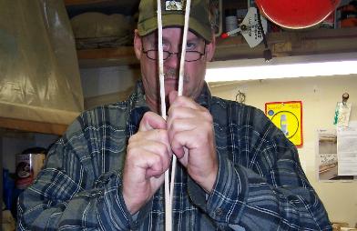 hand spliting bamboo